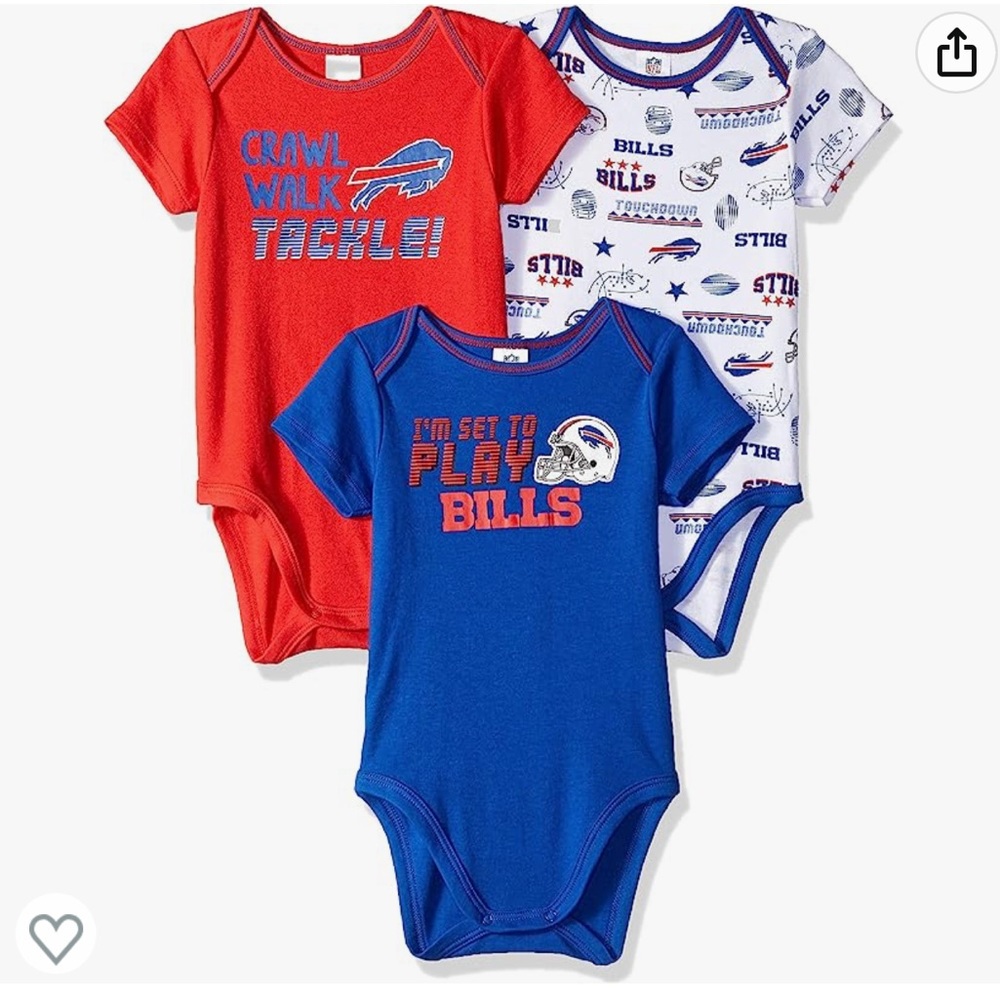 BNWT Official NFL Buffalo Bills Set of 3 Onesies (3-6 Months)